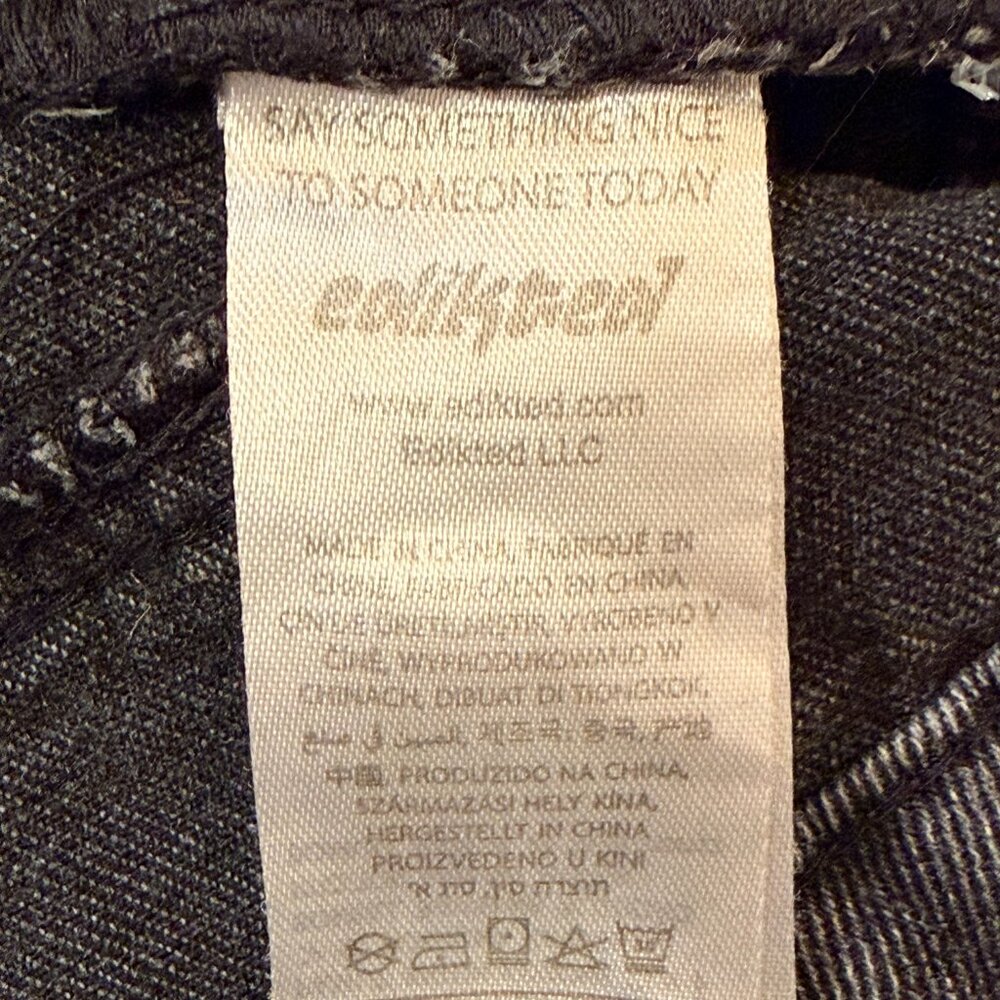 Edikted Washed Black Wide-Leg Jeans XS Raw Hem 100% Cotton - Picture 6 of 9